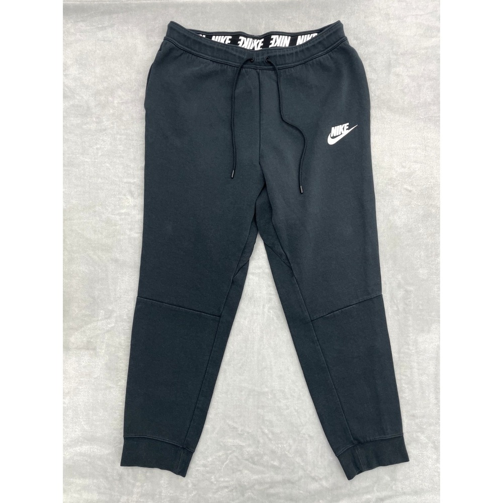 Nike Club Fleece Joggers Men Large Black Sweatpants Tapered Cuffed Swoosh